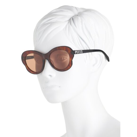 EMILIO PUCCI Havana 54mm Round Sunglasses - Picture 2 of 2